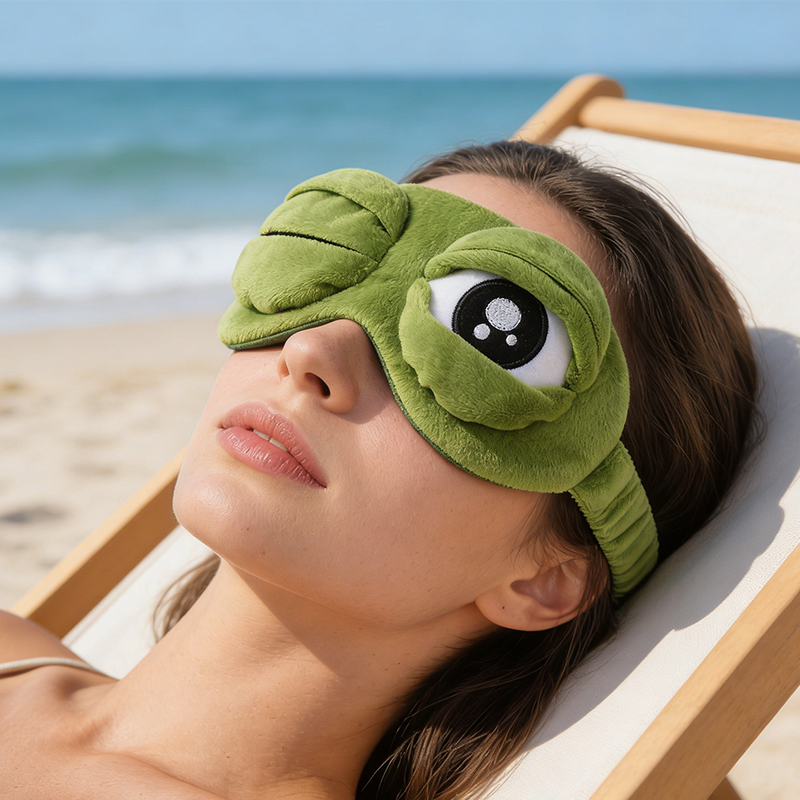 🔥Maschera per occhi 3D a forma di rana — Ultra morbida, perfetta per dormire e viaggiare 🐸😴