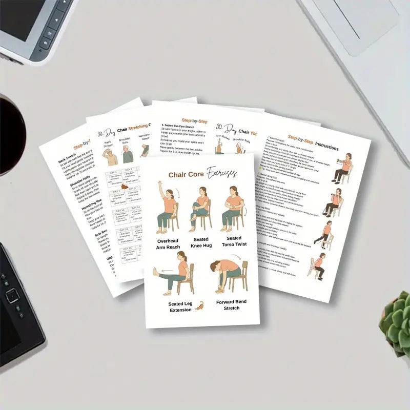 🧘 2+1 GRATIS – Quaderno a spirale per yoga sulla sedia e movimento | Esercizi dolci a casa | Rimani attivo al tuo ritmo