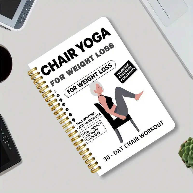 🧘 2+1 GRATIS – Quaderno a spirale per yoga sulla sedia e movimento | Esercizi dolci a casa | Rimani attivo al tuo ritmo
