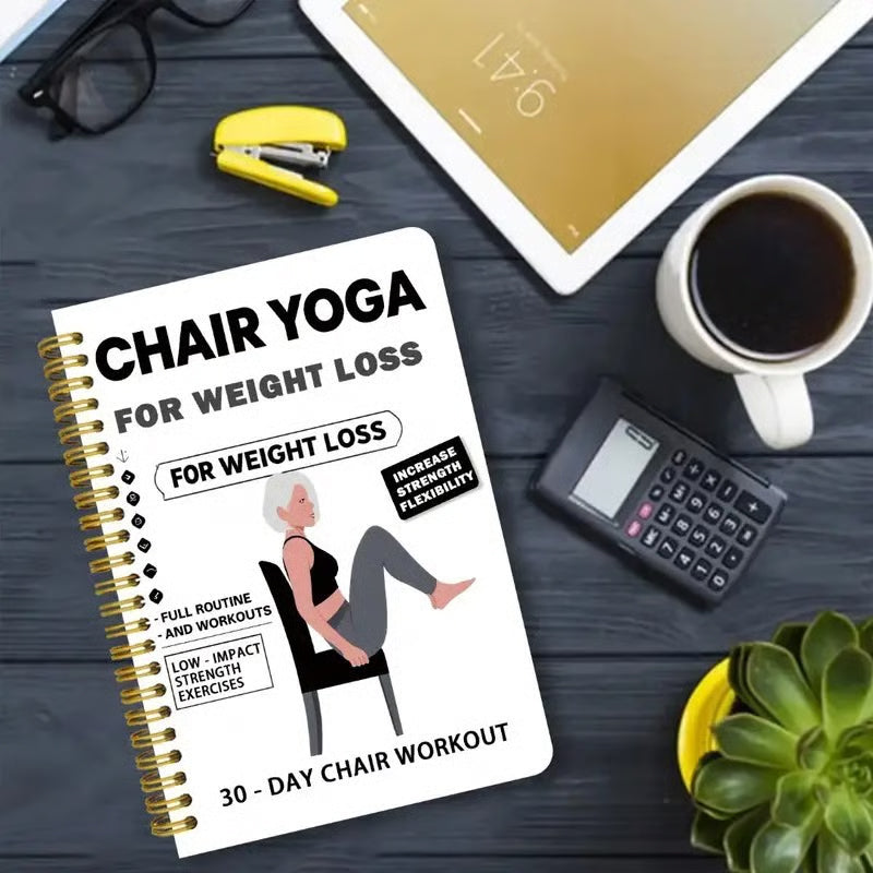 🧘 2+1 GRATIS – Quaderno a spirale per yoga sulla sedia e movimento | Esercizi dolci a casa | Rimani attivo al tuo ritmo