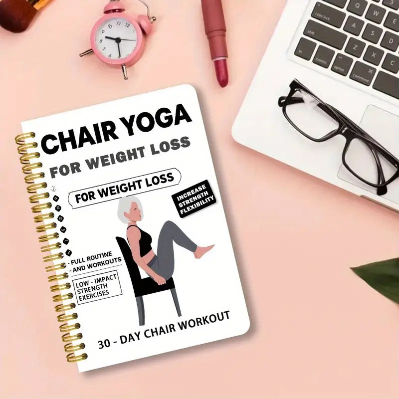🧘 Kjøp 2, få 1 gratis – spiralbundet notatbok egnet for stol-yoga og trening | Perfekt for avslappende øvelser hjemme