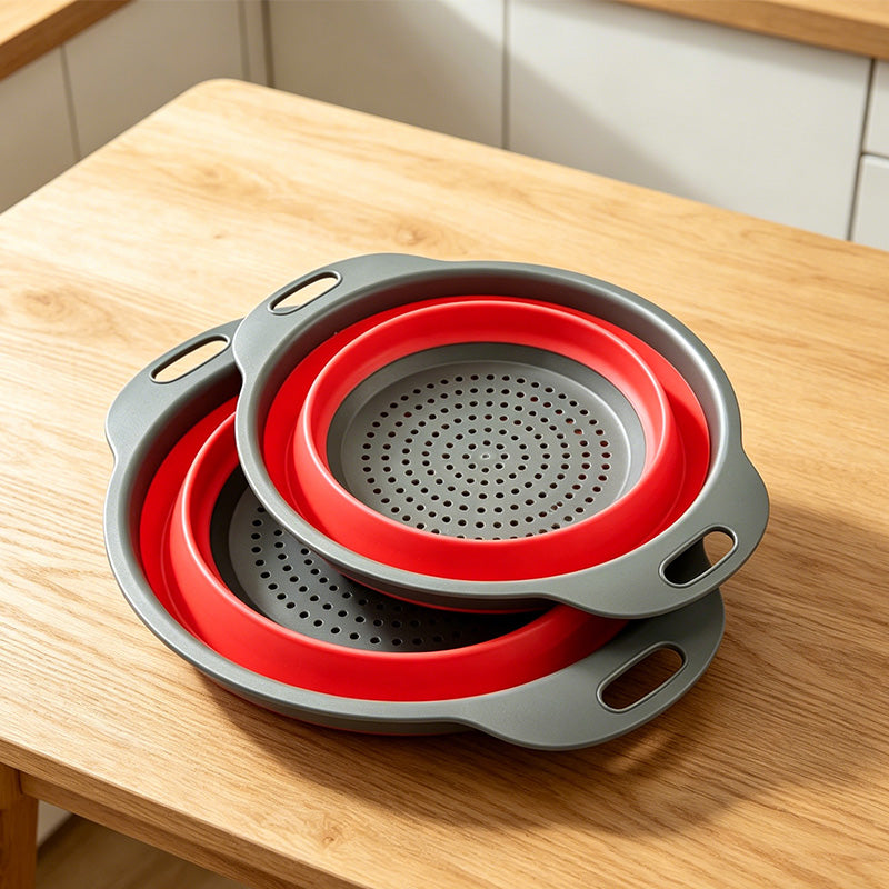 🥳NUOVO ARRIVO🔥50% DI SCONTO 🥬💧 Colino da cucina pieghevole｜Scolapasta salvaspazio, silicone flessibile, adatto per frutta, verdura e pasta, facile da pulire e riporre✨