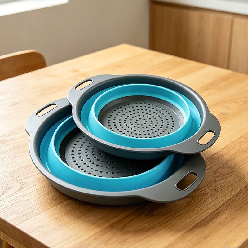 🥳NUOVO ARRIVO🔥50% DI SCONTO 🥬💧 Colino da cucina pieghevole｜Scolapasta salvaspazio, silicone flessibile, adatto per frutta, verdura e pasta, facile da pulire e riporre✨