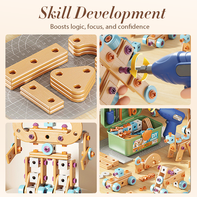 🔧 50% DI SCONTO ORA! Kit di strumenti giocattolo educativo fai da te per bambini, set di costruzioni e ingegneria con trapano giocattolo, gioco creativo STEM per bambini e bambine