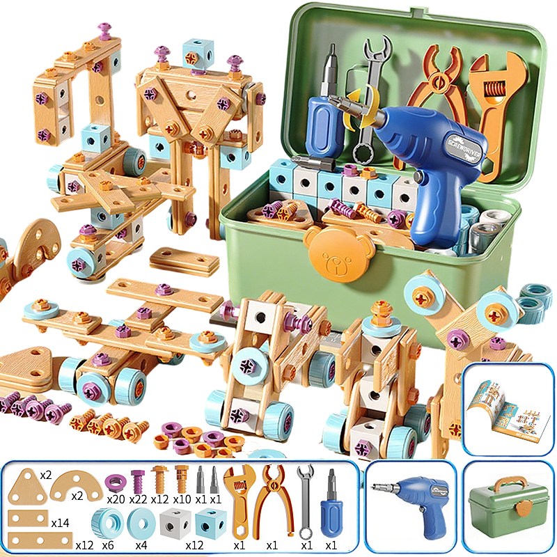 🔧 50% DI SCONTO ORA! Kit di strumenti giocattolo educativo fai da te per bambini, set di costruzioni e ingegneria con trapano giocattolo, gioco creativo STEM per bambini e bambine