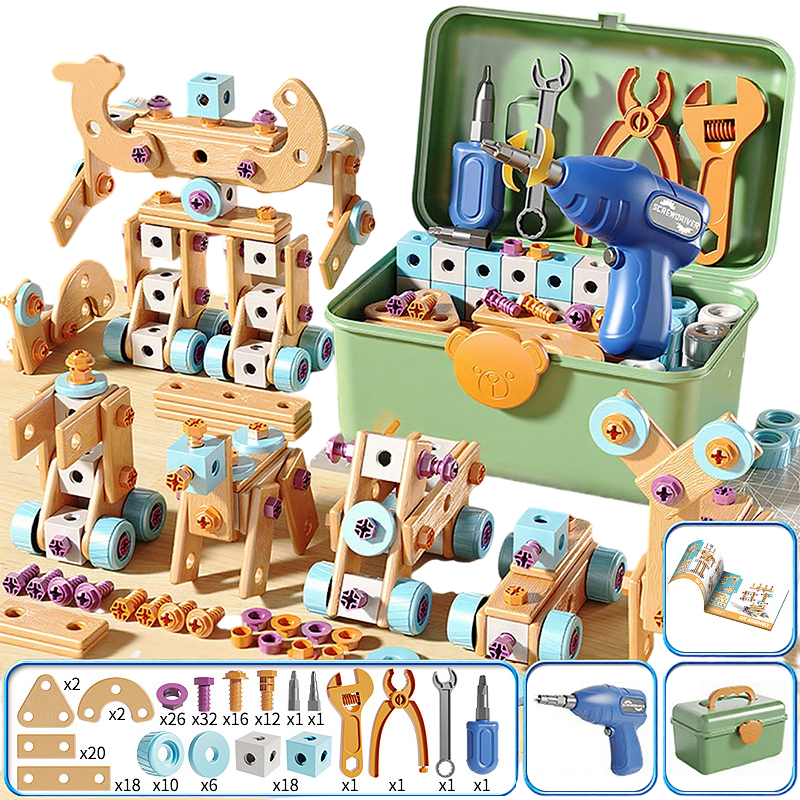 🔧 50% DI SCONTO ORA! Kit di strumenti giocattolo educativo fai da te per bambini, set di costruzioni e ingegneria con trapano giocattolo, gioco creativo STEM per bambini e bambine