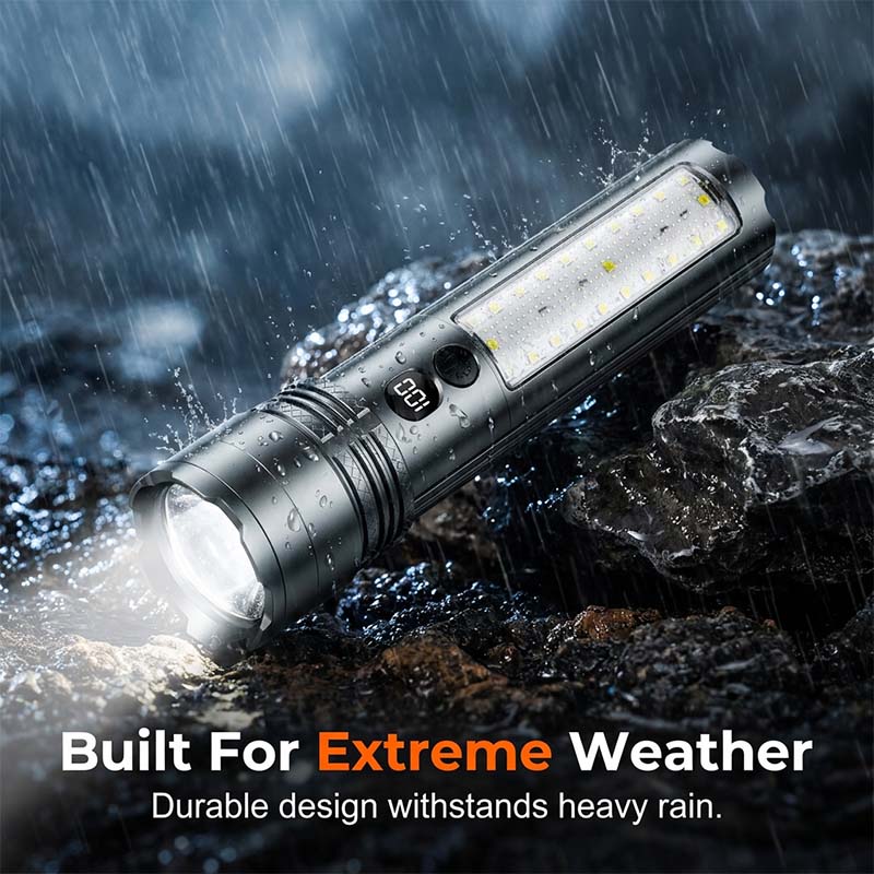🔦✨ Torcia tattica ricaricabile con display digitale – Dì Addio all’oscurità e alle sorprese di batteria scarica! 🚫 Ultra-luminosa, luce laterale da lavoro, impermeabile, ricarica Tipo-C per campeggio e riparazioni ⛺ ✨