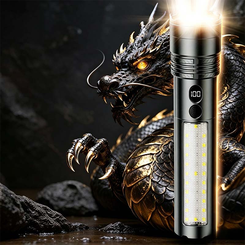 🔦✨ Torcia tattica ricaricabile con display digitale – Dì Addio all’oscurità e alle sorprese di batteria scarica! 🚫 Ultra-luminosa, luce laterale da lavoro, impermeabile, ricarica Tipo-C per campeggio e riparazioni ⛺ ✨