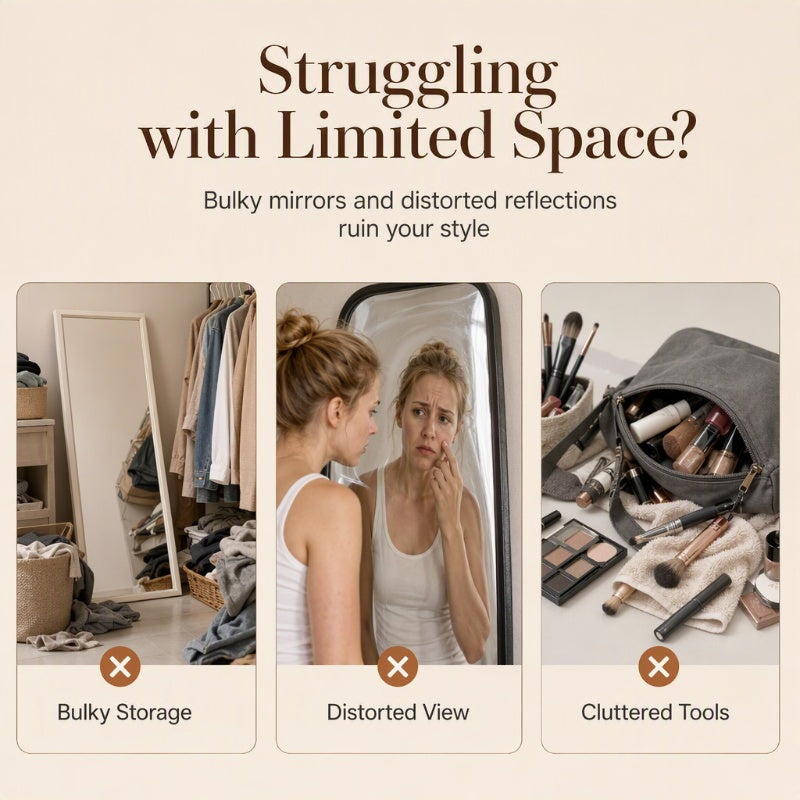 🥳2026 NUOVO ARRIVO🥳💞50K+ VENDUTI!🔥50% DI SCONTO! 🪞✨ Specchio a figura intera pieghevole portatile — Leggero e pieghevole, riflesso chiaro, non occupa spazio, ideale per camera da letto, appartamento e viaggi ✨