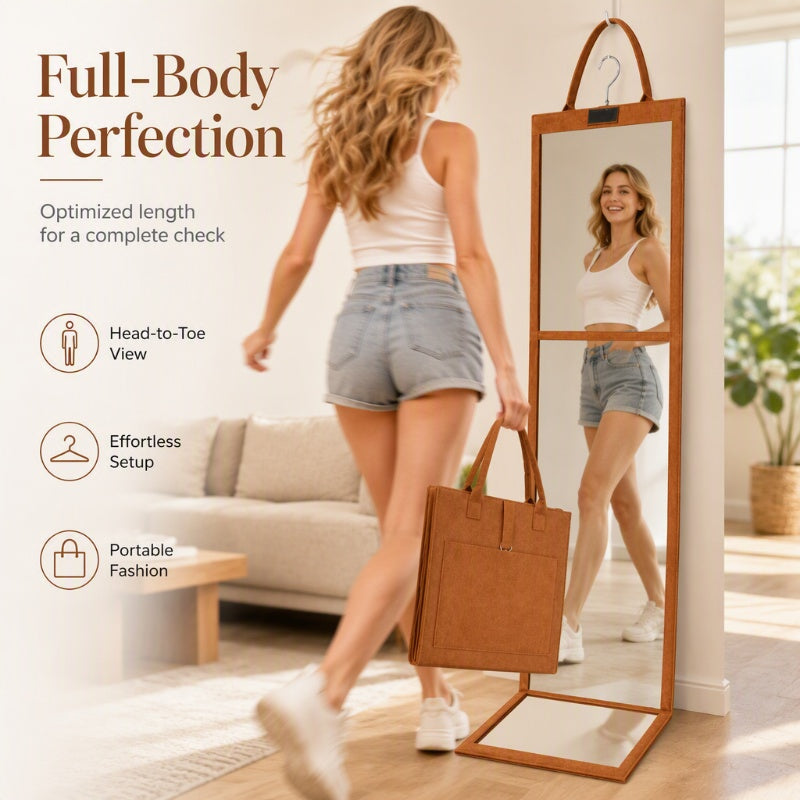 🥳2026 NUOVO ARRIVO🥳💞50K+ VENDUTI!🔥50% DI SCONTO! 🪞✨ Specchio a figura intera pieghevole portatile — Leggero e pieghevole, riflesso chiaro, non occupa spazio, ideale per camera da letto, appartamento e viaggi ✨