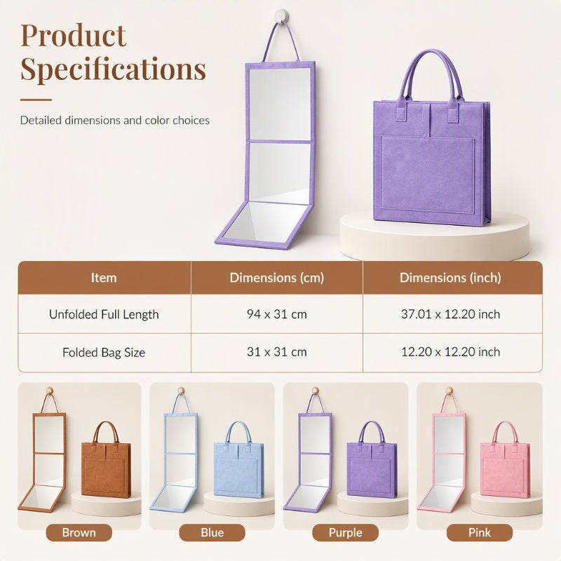 🥳2026 NUOVO ARRIVO🥳💞50K+ VENDUTI!🔥50% DI SCONTO! 🪞✨ Specchio a figura intera pieghevole portatile — Leggero e pieghevole, riflesso chiaro, non occupa spazio, ideale per camera da letto, appartamento e viaggi ✨