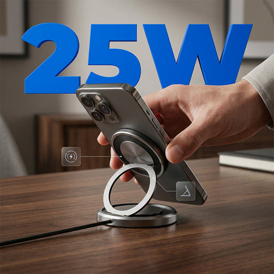 🥳NUOVO ARRIVO🔥50% DI SCONTO 📱⚡ Caricatore wireless magnetico da 25 W con supporto pieghevole｜Ricarica rapida 25W, aggancio magnetico stabile, supporto pieghevole regolabile, salva spazio per scrivania e viaggio✨
