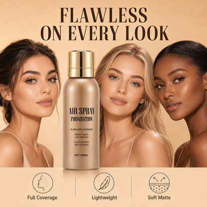 💄50% DI SCONTO ORA! Fondotinta Spray Air Flawless Impermeabile – Makeup Spray Leggero, Traspirante e ad Alta Coprenza, Effetto Opaco Naturale, Fondotinta Spray Airbrush per Tutti gli Incarnati