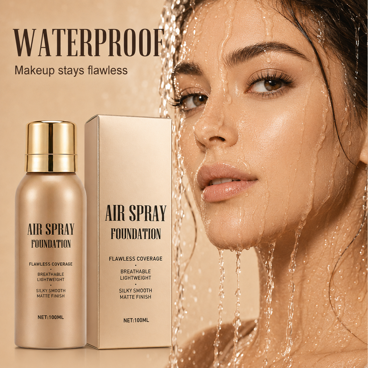 💄50% DI SCONTO ORA! Fondotinta Spray Air Flawless Impermeabile – Makeup Spray Leggero, Traspirante e ad Alta Coprenza, Effetto Opaco Naturale, Fondotinta Spray Airbrush per Tutti gli Incarnati