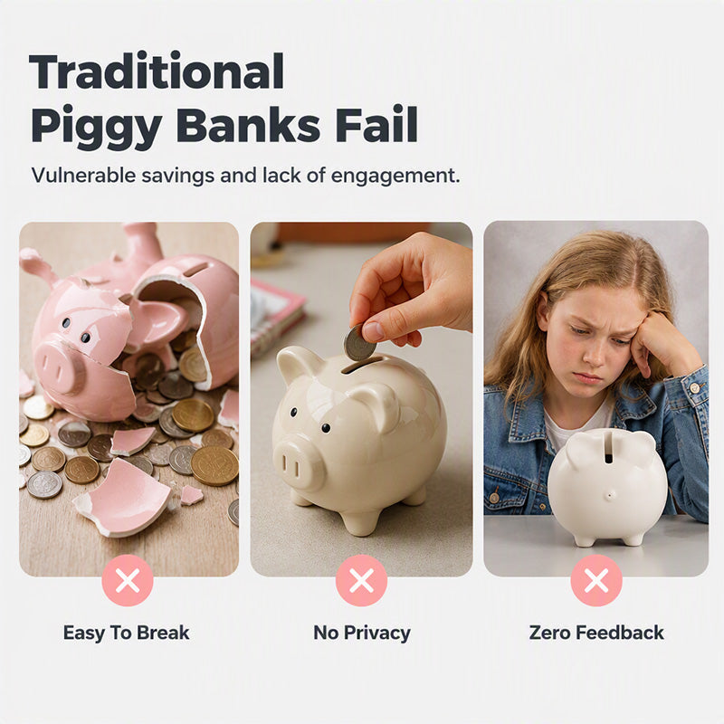 🔥2026 BEST‑SELLER｜50K+ SOLD🔥50% OFF 🐷💰Kids' Electronic Piggy Bank｜Password protected auto‑roll money box, fun kids saving toy, secure storage for coins & banknotes, great gift for children✨