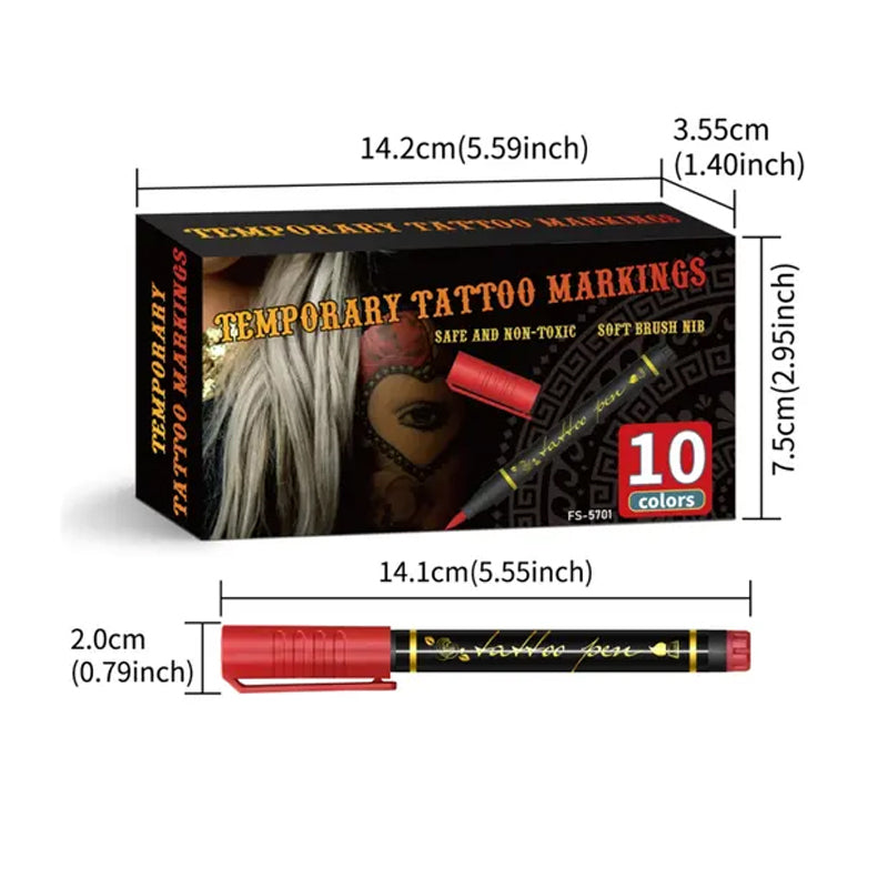 Pennarelli cosmetici per tatuaggi temporanei sulla pelle, 10/15 colori vivaci, punta a pennello flessibile, dettagli precisi, trucco viso per Halloween, atossici, per scrittura e cancelleria