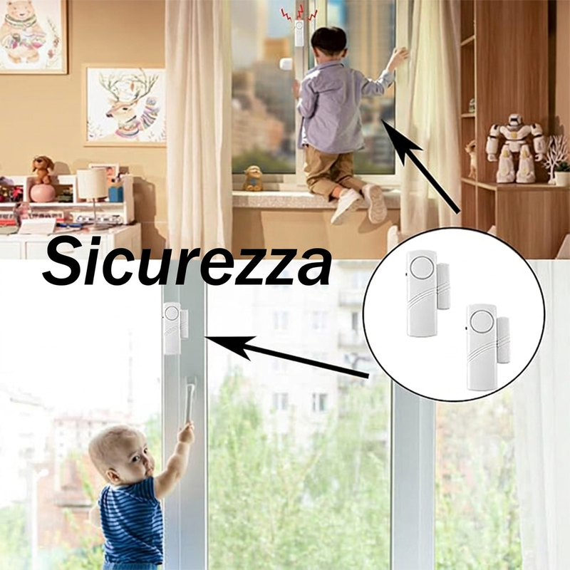 Allarme antifurto wireless per porte e finestre con sensore