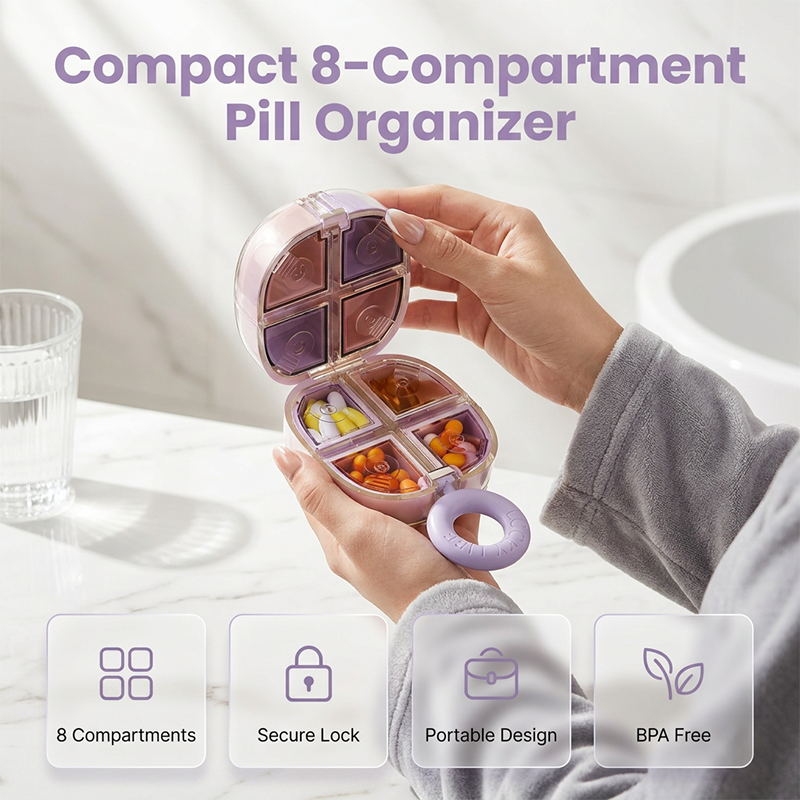 🥳2026 NUOVO ARRIVO🥳💞OLTRE 50.000 VENDUTI!💊Portapillole portatile con 8 scomparti a forma di cubo di Rubik. Compatto e sigillato, per organizzare farmaci e integratori durante viaggi o uscite quotidiane.