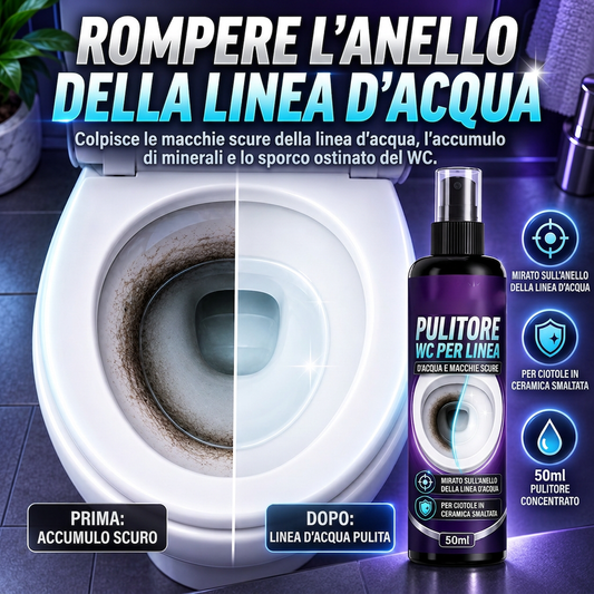 🥳2026 NUOVO ARRIVO🥳🔥OLTRE 50.000 VENDUTI! 🚽Detergente per linea dell'acqua della tazza del water. Scioglie calcare e macchie scure lungo la linea dell'acqua, formula blu aderente, ammorbidisce i depositi ostinati, riduce lo strofinamento.
