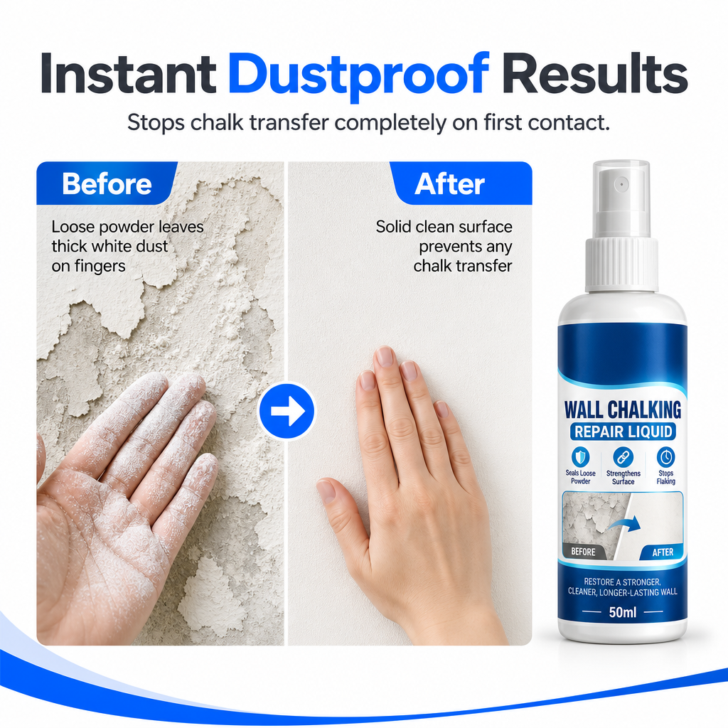 🥳2026 HOT SALE🥳💞50K+ SOLD! 🏠🧱 Wall Repair Liquid – locks chalky plaster instantly, stops dust & flaking. Acrylic formula binds loose particles into a solid base. Easy roller apply! 🛠️✅