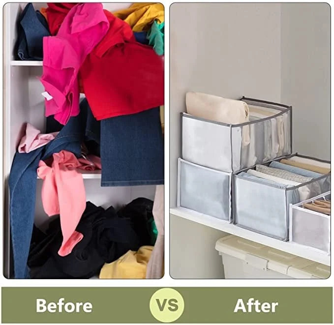 ✨Organizer per cassetti e armadi a 7 scomparti👕Per riporre maglie, calze, biancheria intima. Mantiene l’ordine, evita il disordine nel guardaroba. Morbido e resistente, pieghevole quando non serve.