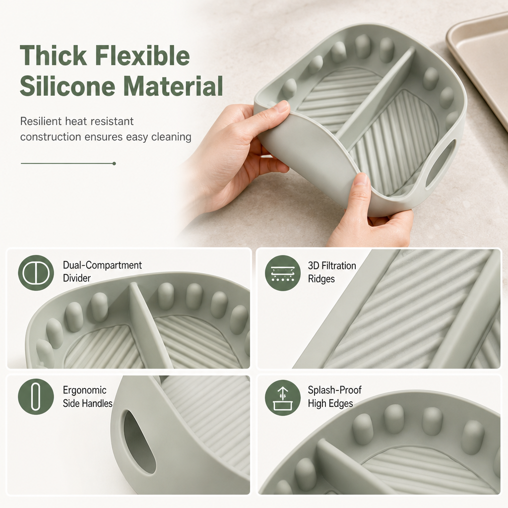 Teglia divisoria in silicone riutilizzabile per friggitrice ad aria