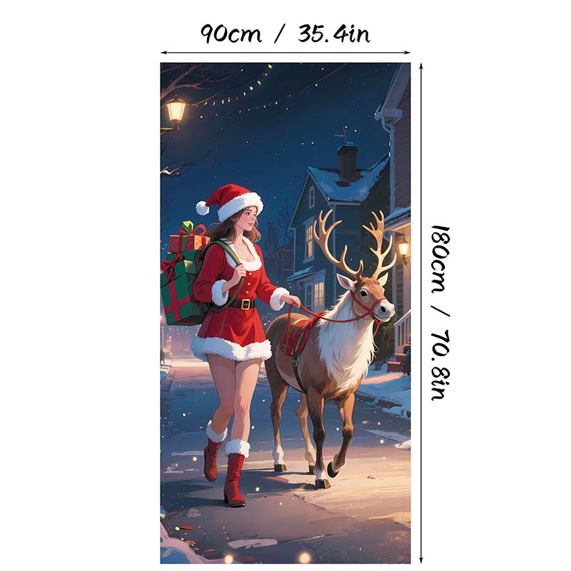 🎄 Tenda Copriporta Natalizia – Decorazione Istantanea per le Feste, 90×180 cm