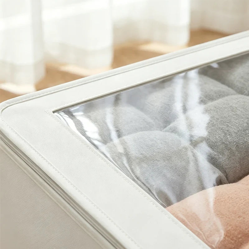 🛏️✨ Borsa portaoggetti pieghevole sotto il letto – Dì Addio al disordine e al poco spazio in camera! 🚫 Coperchio trasparente, chiusura sigillata antipolvere e maniglie rinforzate 🧺