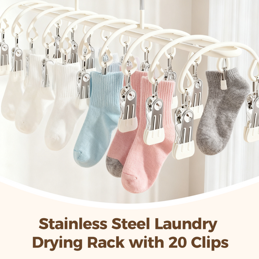 ✨Stendibiancheria in acciaio inox✅Con 20 mollette robuste, antiruggine. Perfetto per calze e biancheria intima. Salvaspazio, leggero, facile da appendere su balcone e bagno. Mantiene i capi ben fermi senza cadere durante l’asciugatura🌬️