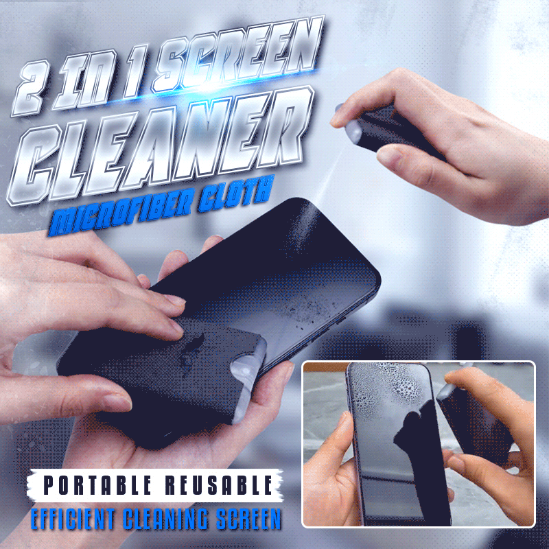 📱🧼 Detergente per schermo 2-in-1 riutilizzabile – Spruzzatore ad ampio angolo, panno in microfibra e formato portatile