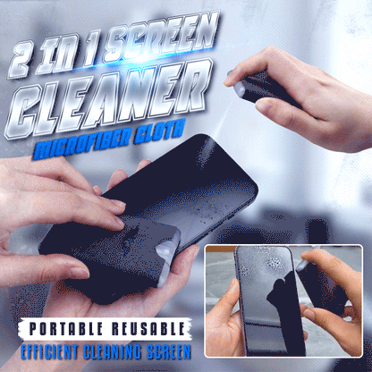 📱🧼 Detergente per schermo 2-in-1 riutilizzabile – Spruzzatore ad ampio angolo, panno in microfibra e formato portatile