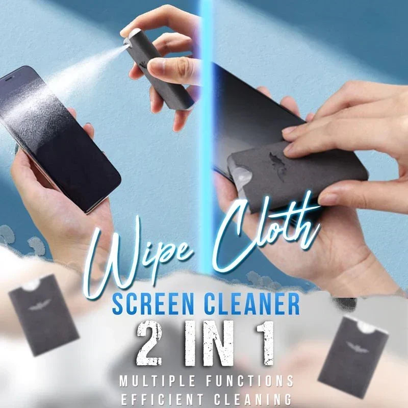 📱🧼 Detergente per schermo 2-in-1 riutilizzabile – Spruzzatore ad ampio angolo, panno in microfibra e formato portatile