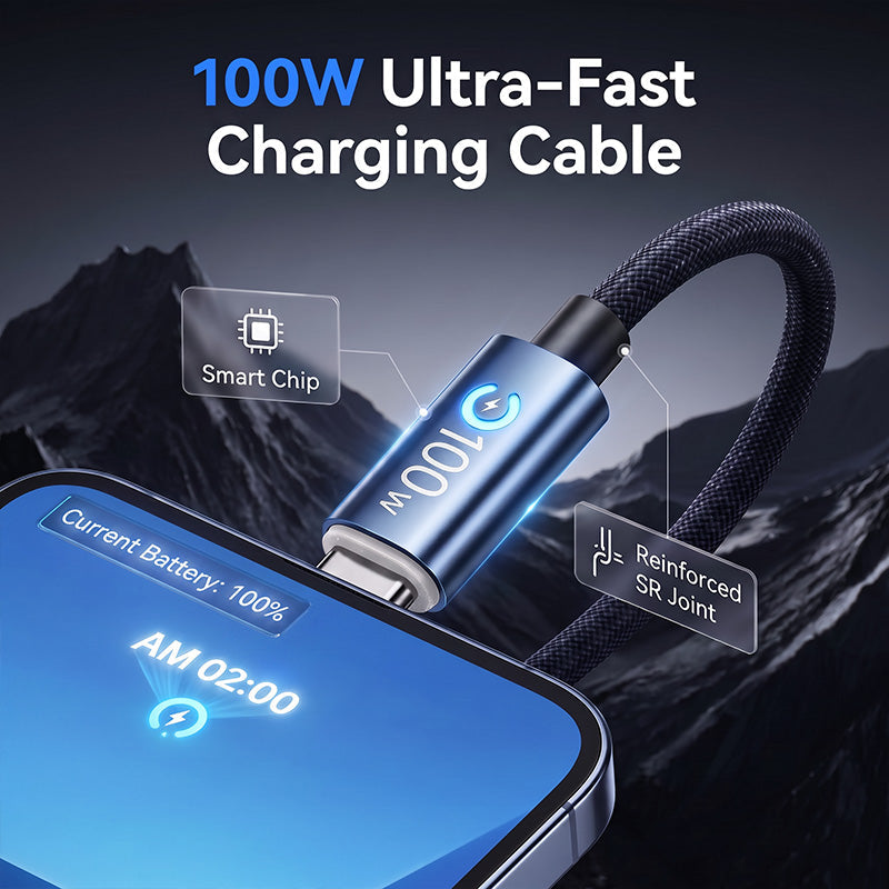 🔌 50% DI SCONTO ORA! ⚡ Cavo di ricarica rapida da Type‑C a Type‑C – 100 W, interruzione automatica dell'alimentazione e struttura tripla rinforzata – ideale per laptop, tablet e smartphone 🔋