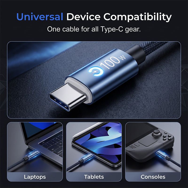 🔌 50% DI SCONTO ORA! ⚡ Cavo di ricarica rapida da Type‑C a Type‑C – 100 W, interruzione automatica dell'alimentazione e struttura tripla rinforzata – ideale per laptop, tablet e smartphone 🔋
