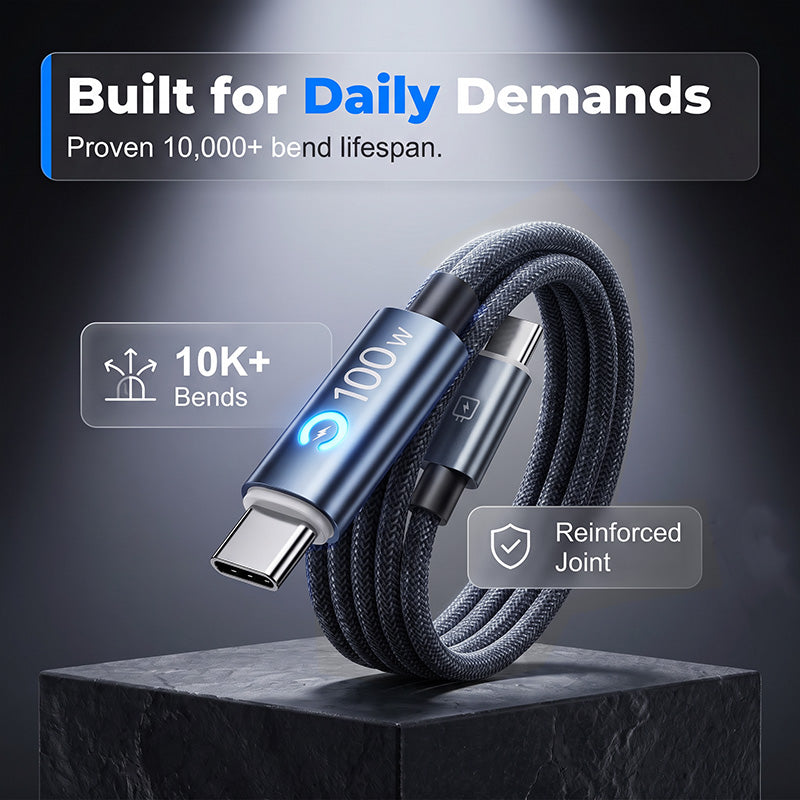 🔌 50% DI SCONTO ORA! ⚡ Cavo di ricarica rapida da Type‑C a Type‑C – 100 W, interruzione automatica dell'alimentazione e struttura tripla rinforzata – ideale per laptop, tablet e smartphone 🔋