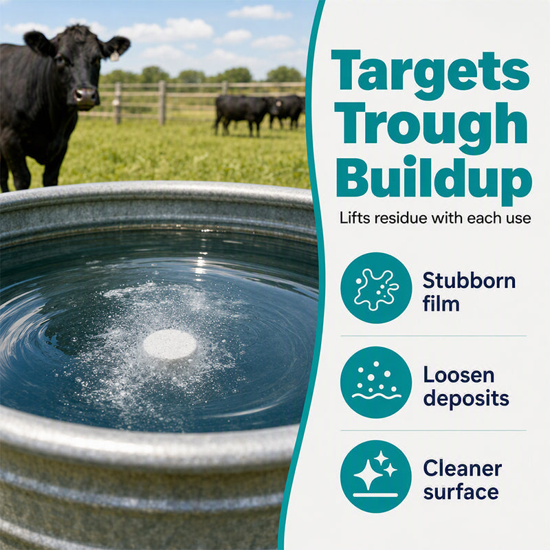 🚜💧 Alghe e melma nell'acqua degli abbeveratoi? – Pastiglie detergenti a dissoluzione rapida per abbeveratoi per bestiame – acqua pulita senza bisogno di strofinare, basta metterle dentro 🐄✨