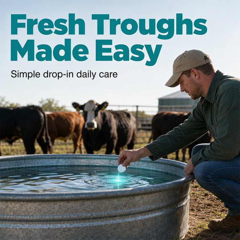 🚜💧 Alghe e melma nell'acqua degli abbeveratoi? – Pastiglie detergenti a dissoluzione rapida per abbeveratoi per bestiame – acqua pulita senza bisogno di strofinare, basta metterle dentro 🐄✨
