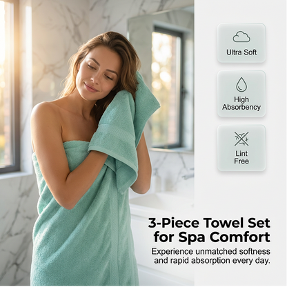 🥳SALDI 2026🥳💞OLTRE 50.000 VENDUTI! 🛁🧺 50% DI SCONTO! Set di asciugamani da bagno 3 pezzi – trama ad alta densità, asciugatura rapida e morbido spessore. Asciugamano viso, mani e bagno. Comfort da spa a casa! ✨💚