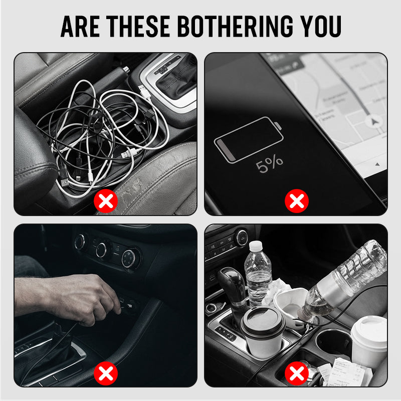 🥳2026 BESTSELLER🚗 Caricabatterie da auto retrattile 4-in-1. Cavi retrattili integrati, ricarica rapida, compatibile con diversi dispositivi. Compatto, non ingombra, perfetto per ricaricare telefoni in viaggio in auto.