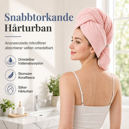 🍍 50 % RABATT NU! 💇‍♀️ Handduk för hårtorkning i korallfleece – snabbtorkande, sexfaldig absorption & ergonomisk turban ✨