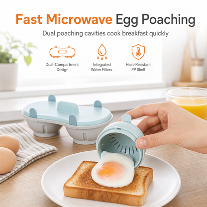 🍳⚡Cuociuova in camicia per microonde a 2 scomparti | 2 uova in modo facile e veloce⏱️