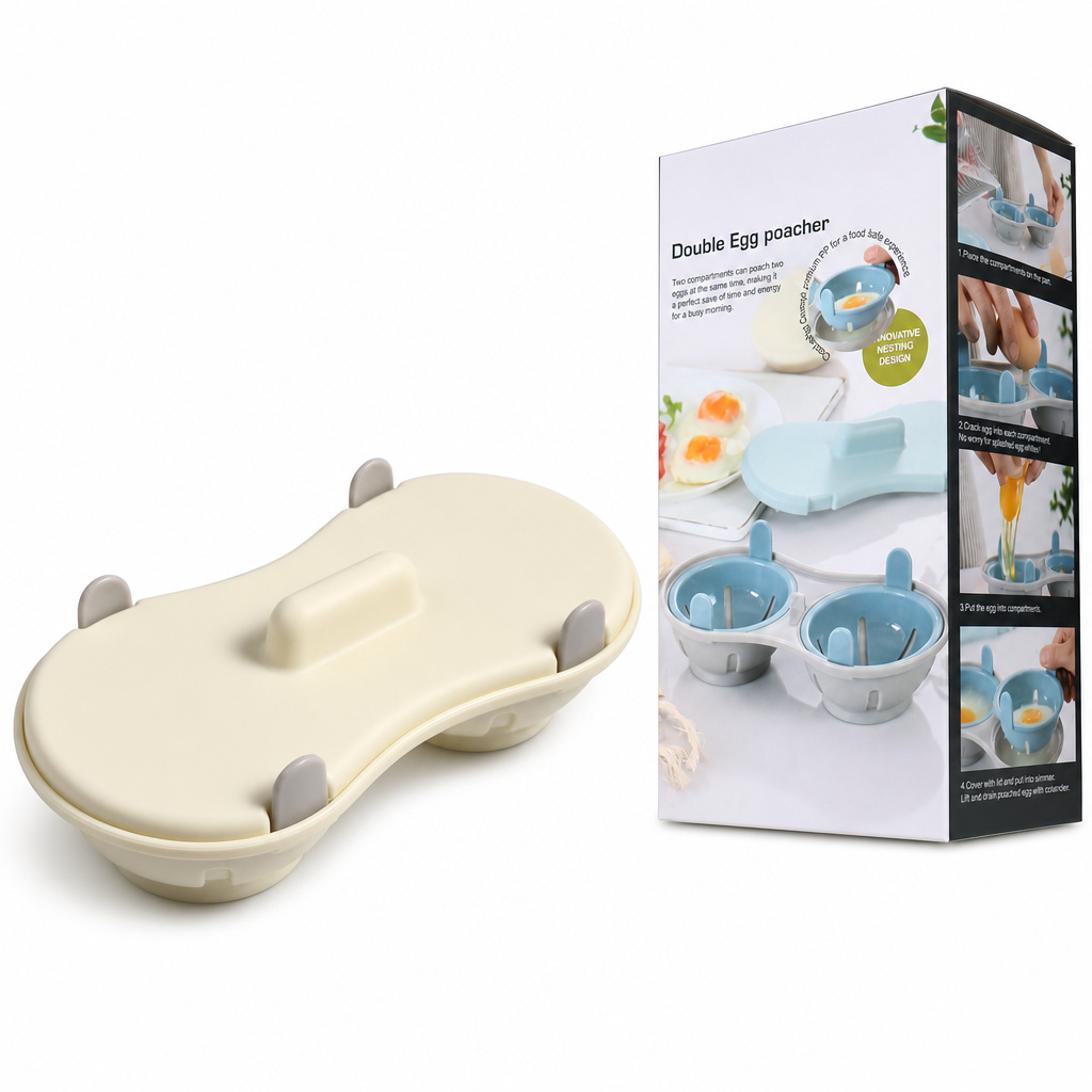 🍳⚡Cuociuova in camicia per microonde a 2 scomparti | 2 uova in modo facile e veloce⏱️