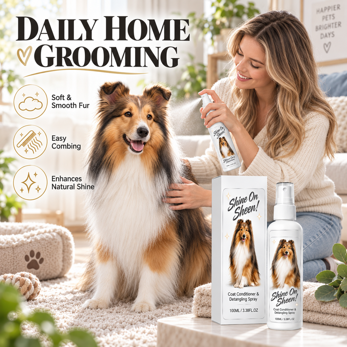 🐾✨ Spray districante e condizionante per il pelo degli animali – ideale per cani e gatti, senza risciacquo e facile da usare 🧴