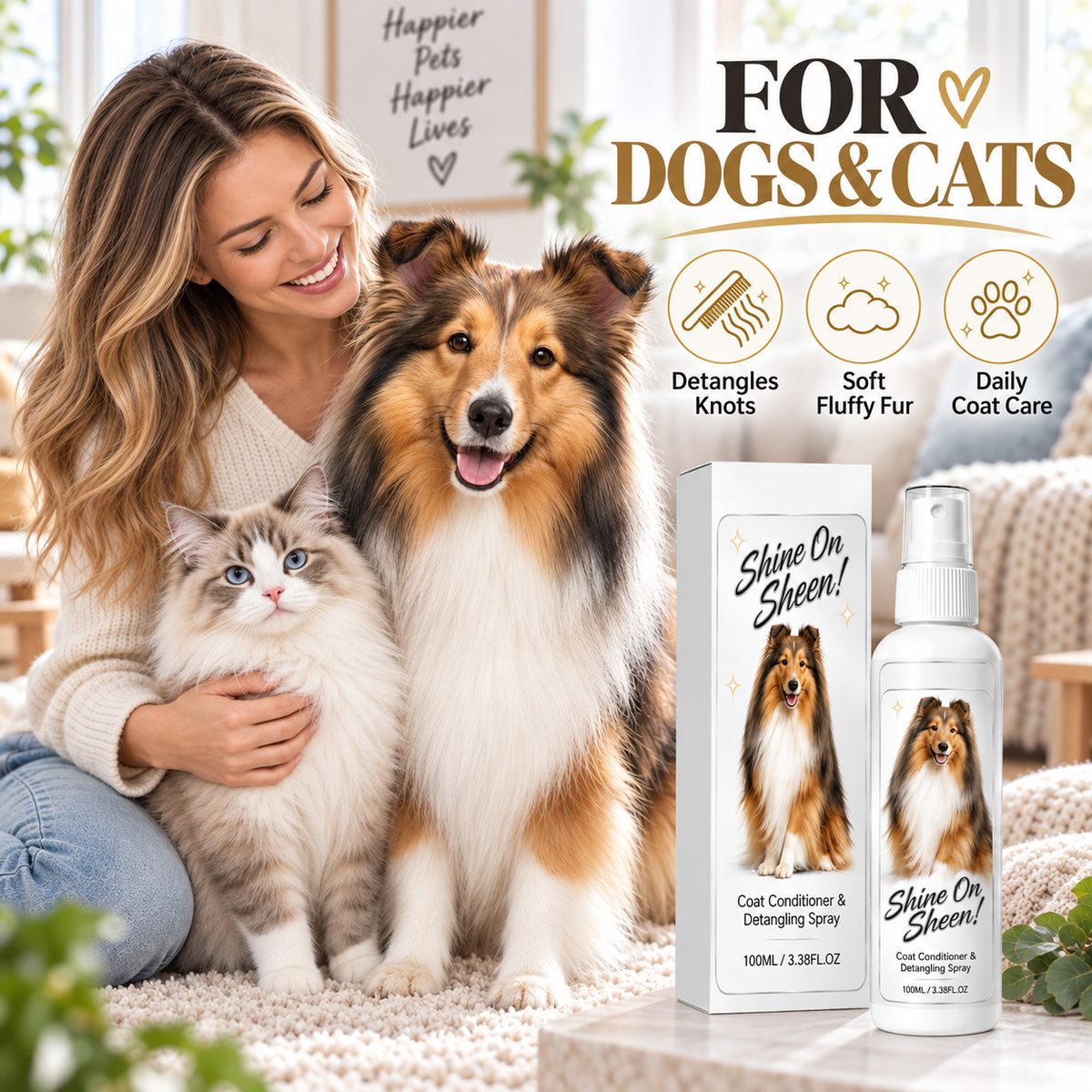 🐾✨ Spray districante e condizionante per il pelo degli animali – ideale per cani e gatti, senza risciacquo e facile da usare 🧴