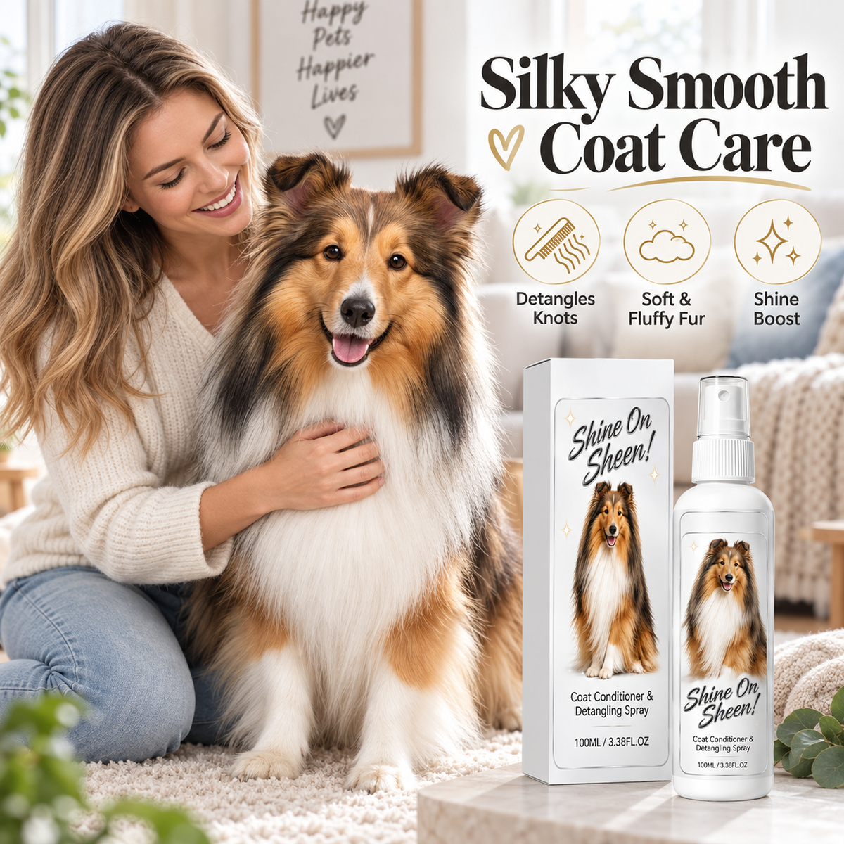 🐾✨ Spray districante e condizionante per il pelo degli animali – ideale per cani e gatti, senza risciacquo e facile da usare 🧴