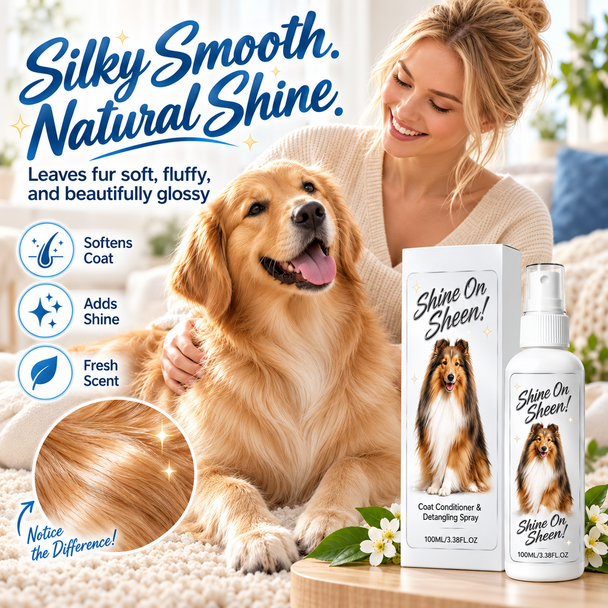 🐾✨ Spray districante e condizionante per il pelo degli animali – ideale per cani e gatti, senza risciacquo e facile da usare 🧴