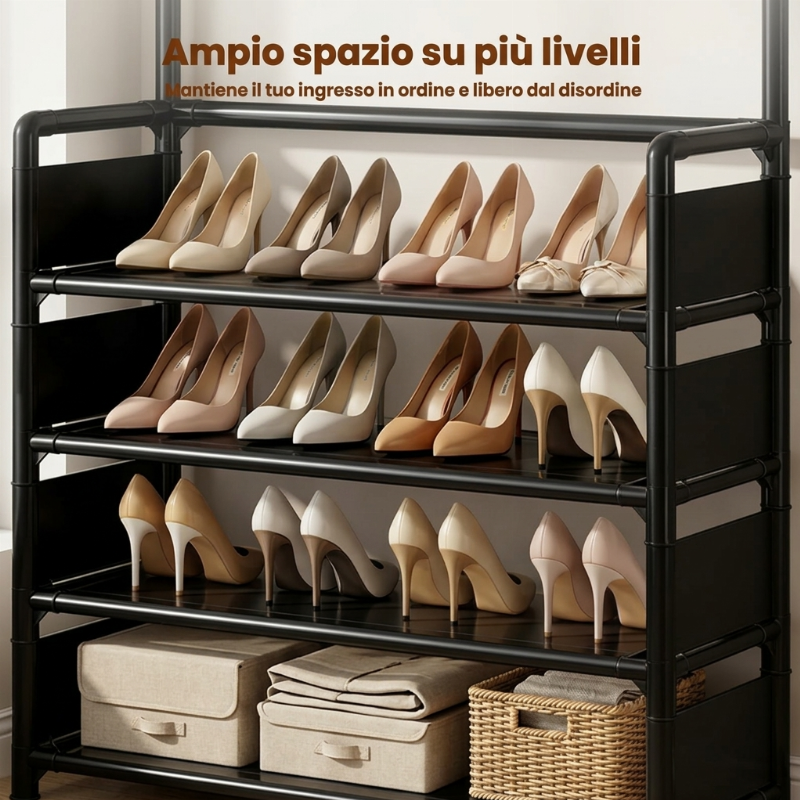 🧥👟 Scarpiera e Portaabiti Multifunzionale per Ingresso – Ideale per Casa, Ufficio e Piccoli Spazi ✨