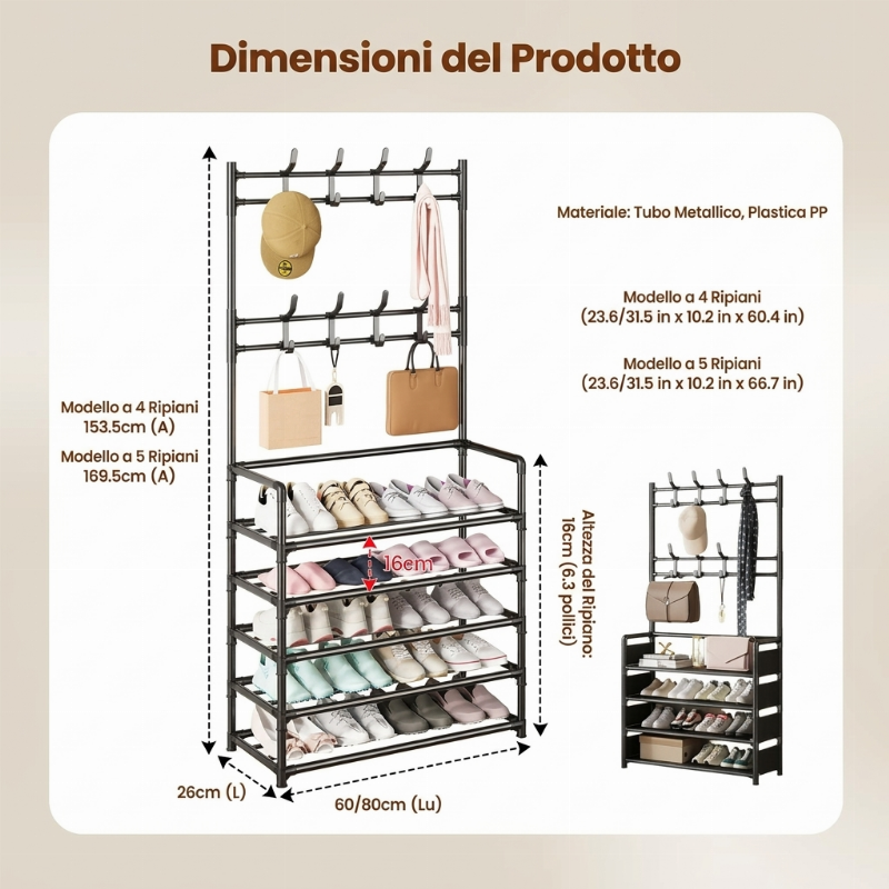 🧥👟 Scarpiera e Portaabiti Multifunzionale per Ingresso – Ideale per Casa, Ufficio e Piccoli Spazi ✨