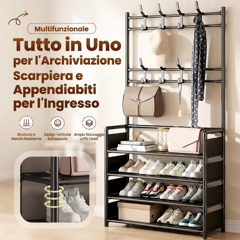 🧥👟 Scarpiera e Portaabiti Multifunzionale per Ingresso – Ideale per Casa, Ufficio e Piccoli Spazi ✨