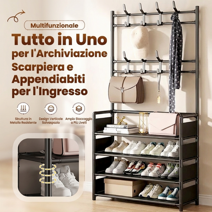 🧥👟 Scarpiera e Portaabiti Multifunzionale per Ingresso – Ideale per Casa, Ufficio e Piccoli Spazi ✨